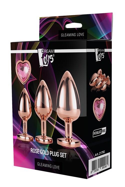 zestaw korków analnych Gleaming Love ROSE GOLD
