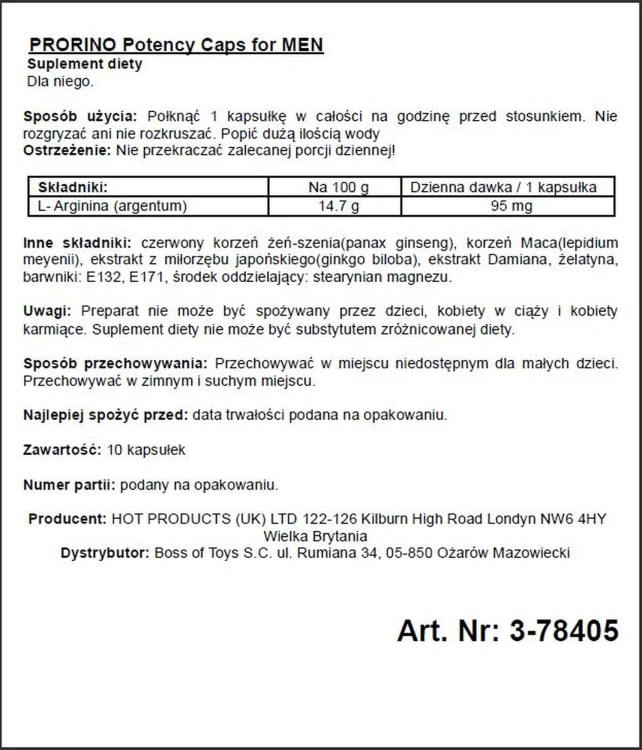 suplement diety PRORINO Men 10 kapsułek