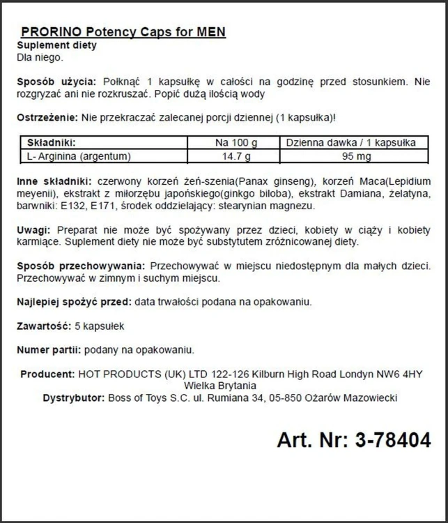 suplement diety PRORINO Men 5 kapsułek