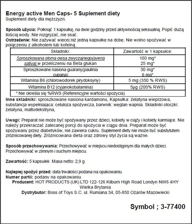 suplement diety Men Energy 5 kapsułek