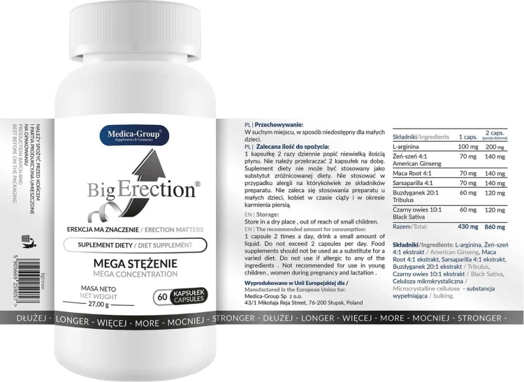 suplement diety Big Erection 60 kapsułek