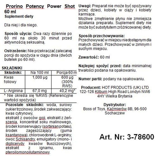 suplement diety Prorino Potency Power Shot 60 ml