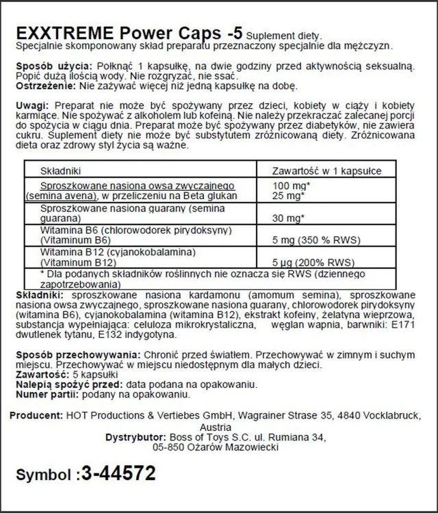 suplement diety wspierający libido eXXtreme power 5 kapsułek