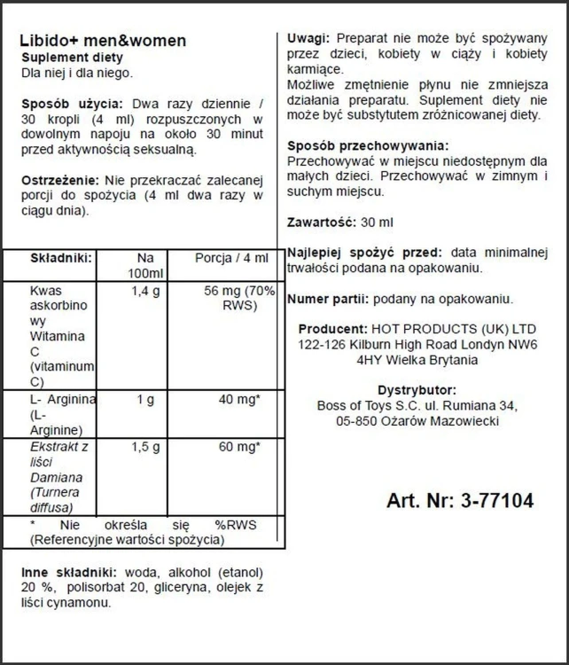 suplement diety pobudzający Libido+ 30 ml