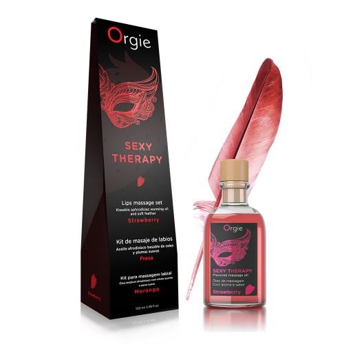 żel z piórkiem do masażu LIPS MASSAGE KIT STRAWBERRY 100 ml