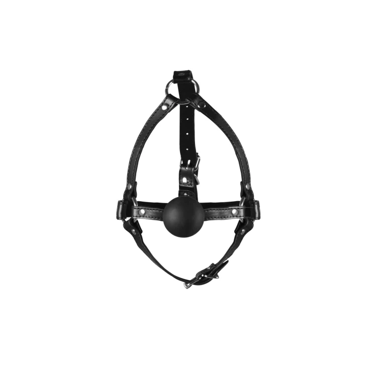 knebel Head Harness with Solid Ball Gag - Black