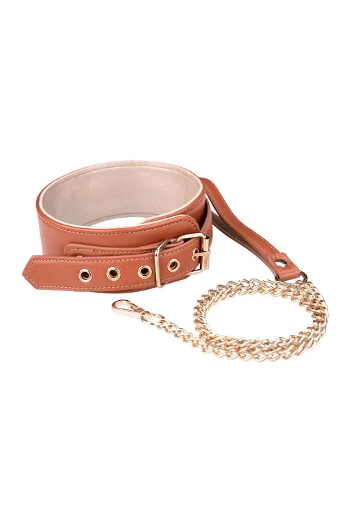 obroża BLAZE ELITE COLLAR AND CHAIN COGNAC VEGAN LEATHER