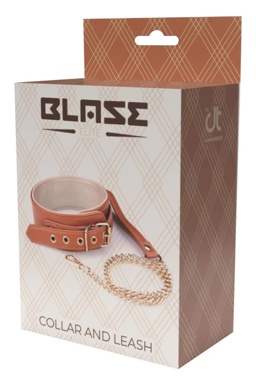 obroża BLAZE ELITE COLLAR AND CHAIN COGNAC VEGAN LEATHER