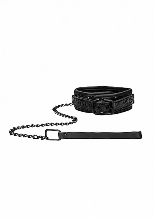 obroża Luxury Collar with Leash Black