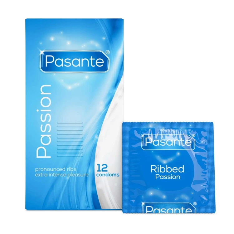 prezerwatywy Pasante Ribbed/Passion Condoms 12 sztuk