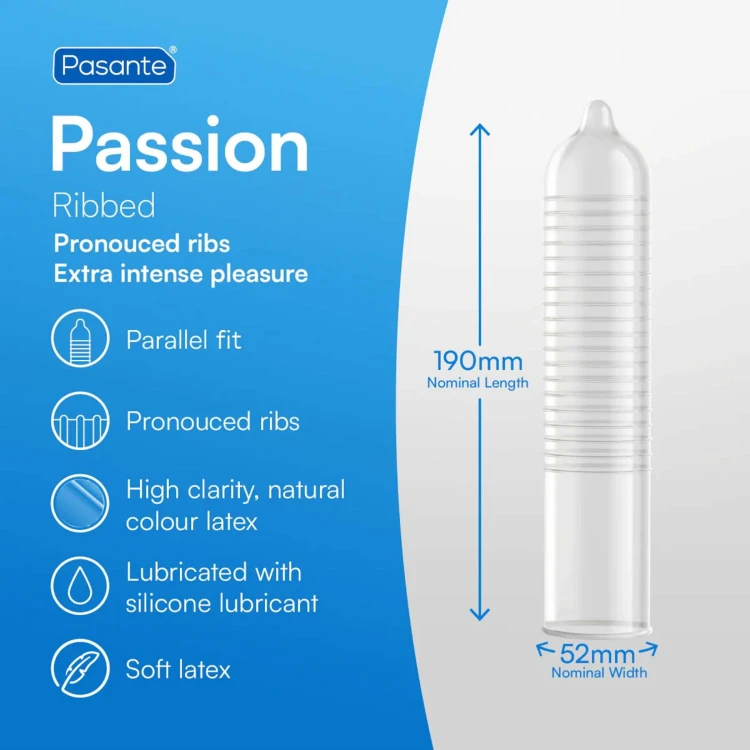 prezerwatywy Pasante Ribbed/Passion Condoms 12 sztuk