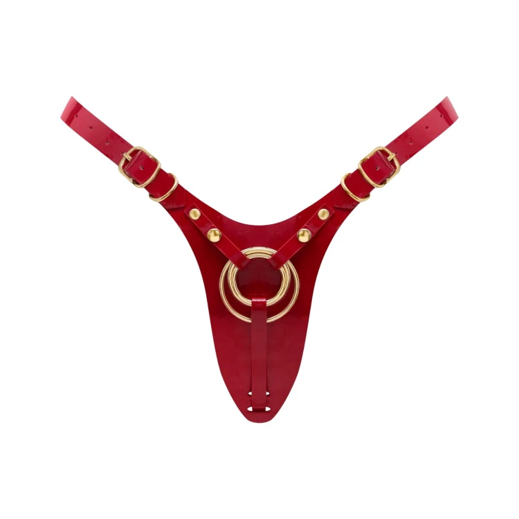 stringi  z mocowaniem dilda RED GLOSSY