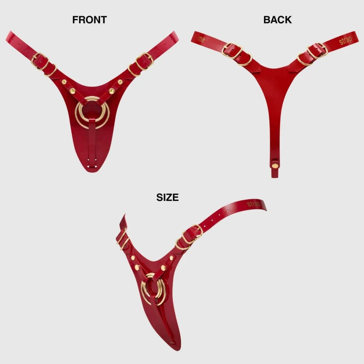 stringi  z mocowaniem dilda RED GLOSSY
