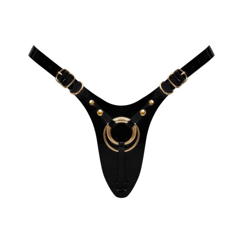 stringi  z mocowaniem dilda BLACK GLOSSY