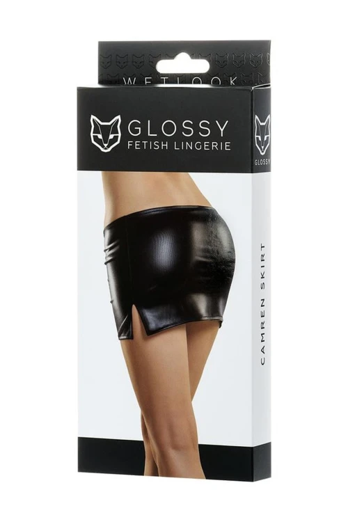 spódniczka Glossy Shiny Wetlook skirt CAMREN black L