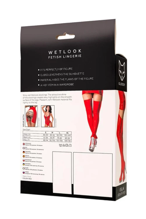 pończochy Wetlook Glossy Isla stockings red M