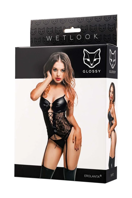 komplet Glossy Miriam set wetlook black S