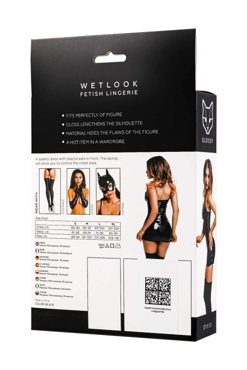 sukienka Glossy Mirabell dress wetlook black XL