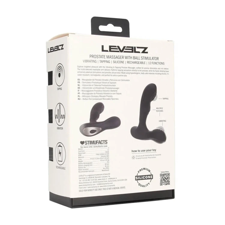 masażer Vibrating and Tapping Silicone Prostate Massager with Ball Stimulator Black