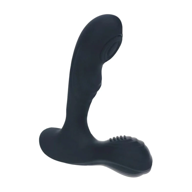 masażer Vibrating and Tapping Silicone Prostate Massager with Ball Stimulator Black