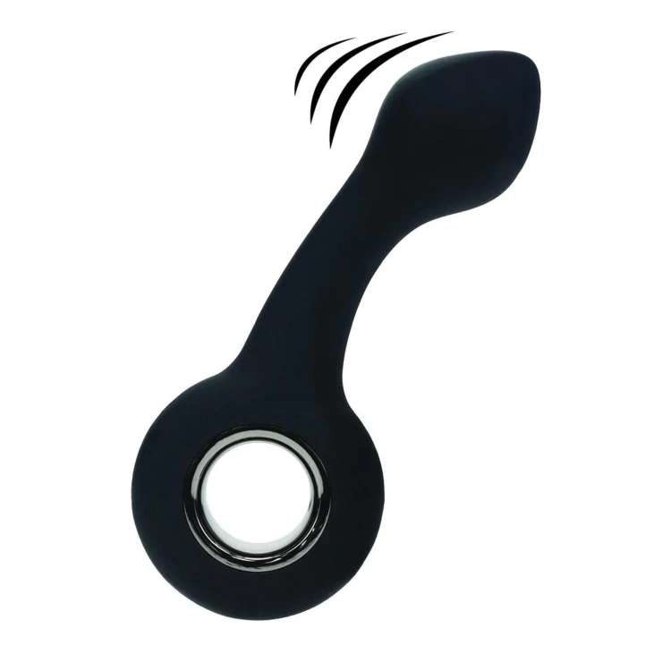 masażer Vibrating Bulb Silicone Prostate Massager with Loop Black