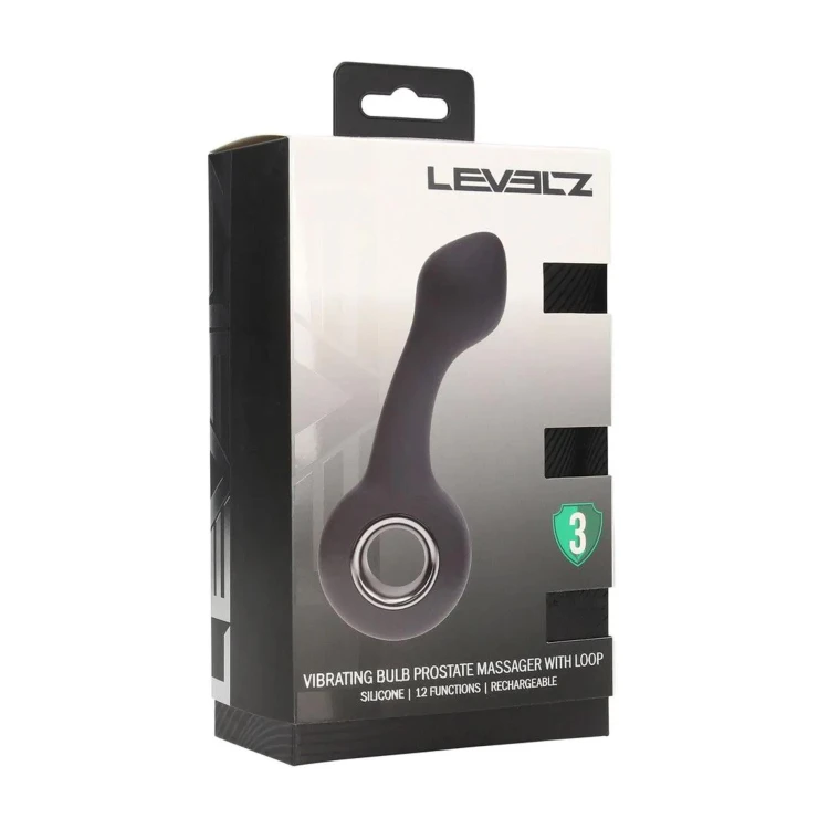 masażer Vibrating Bulb Silicone Prostate Massager with Loop Black