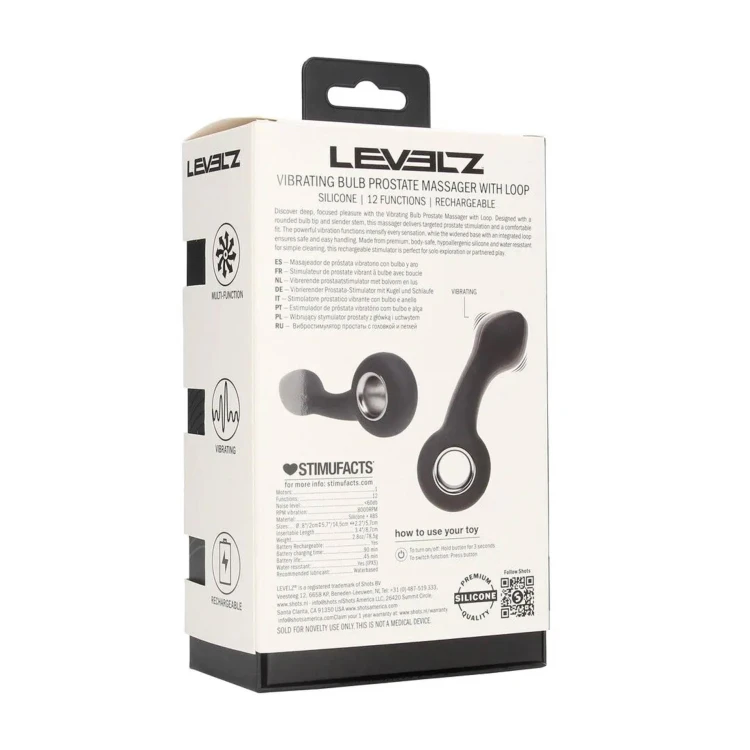 masażer Vibrating Bulb Silicone Prostate Massager with Loop Black