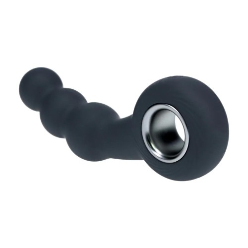 masażer Vibrating Beaded Silicone Prostate Massager with Loop Black
