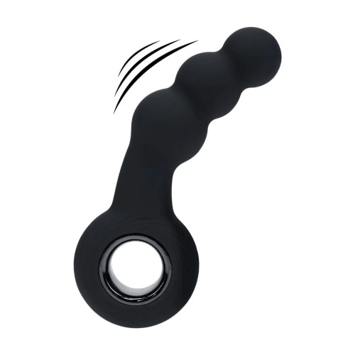 masażer Vibrating Beaded Silicone Prostate Massager with Loop Black