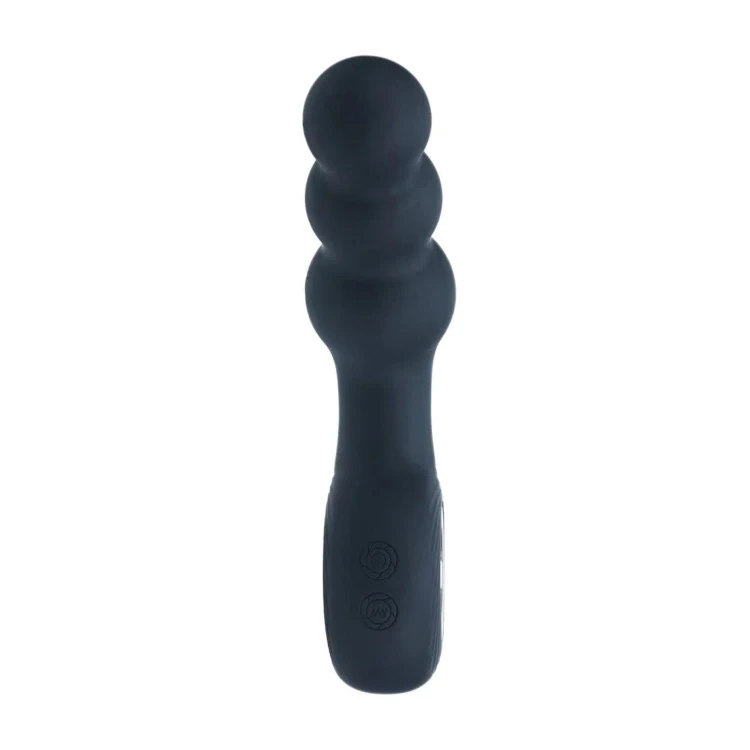 masażer Vibrating Beaded Silicone Prostate Massager with Loop Black