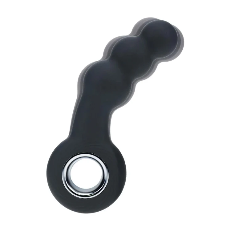 masażer Vibrating Beaded Silicone Prostate Massager with Loop Black