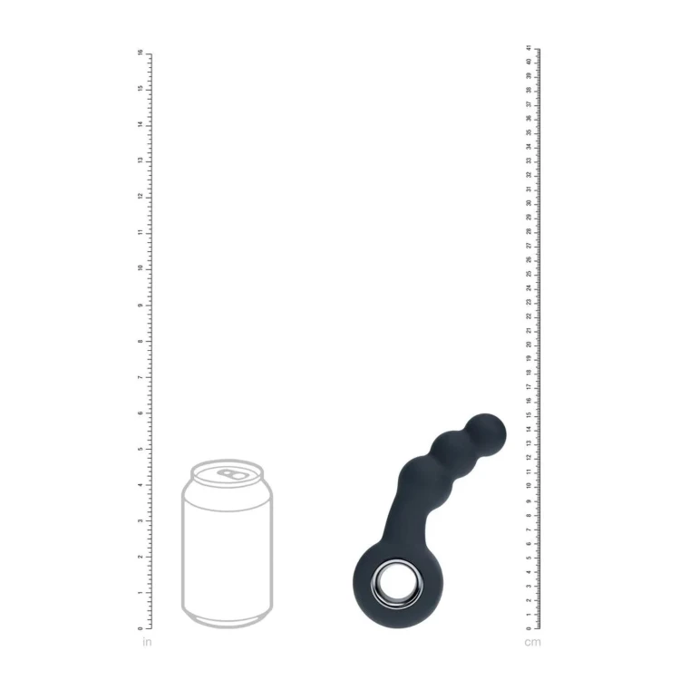 masażer Vibrating Beaded Silicone Prostate Massager with Loop Black