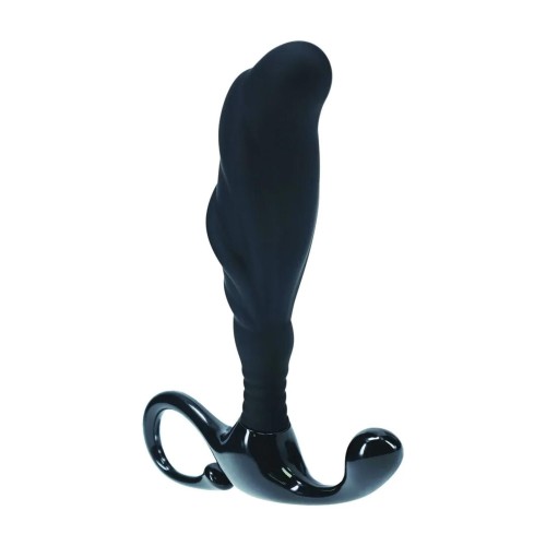 masażer Rippled with Hard Loop Silicone Prostate Massager Black L