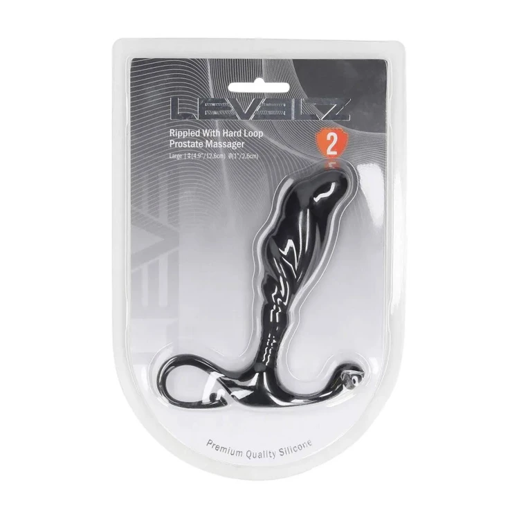 masażer Rippled with Hard Loop Silicone Prostate Massager Black L