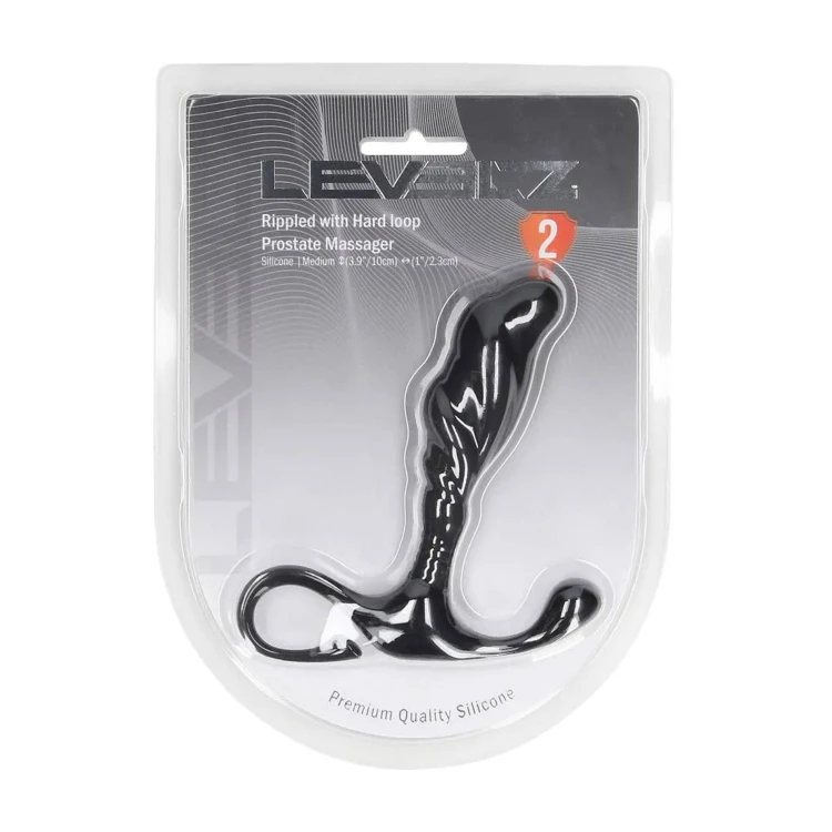 masażer Rippled with Hard Loop Silicone Prostate Massager Black M