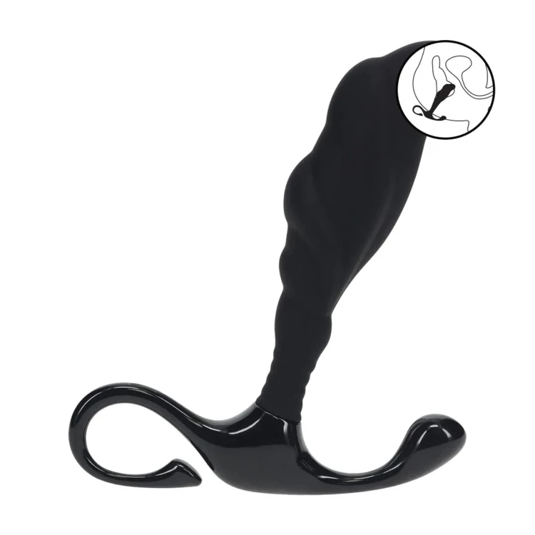 masażer Rippled with Hard Loop Silicone Prostate Massager  Black S