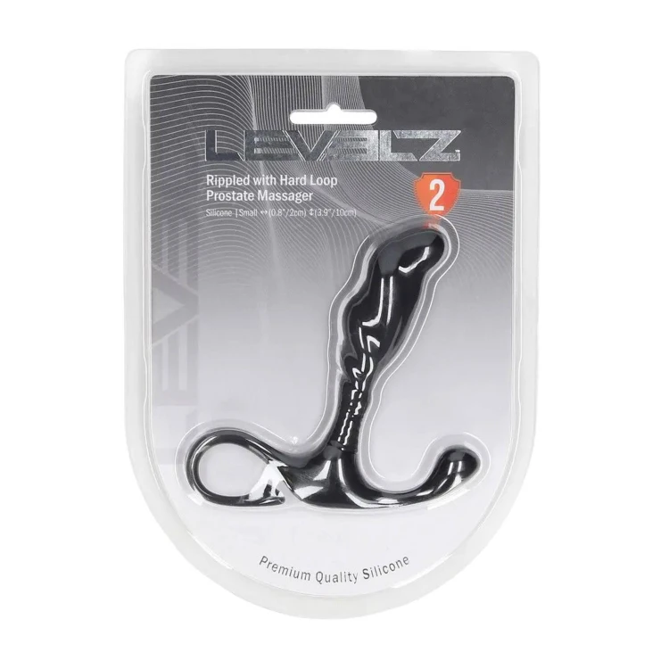 masażer Rippled with Hard Loop Silicone Prostate Massager  Black S