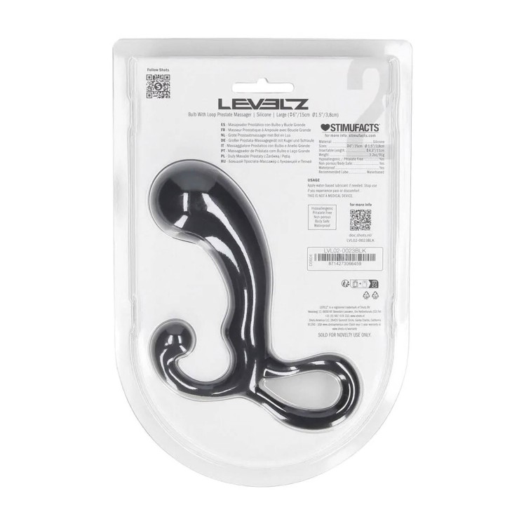 masażer Bulb with Loop Silicone Prostate Massager  Black L