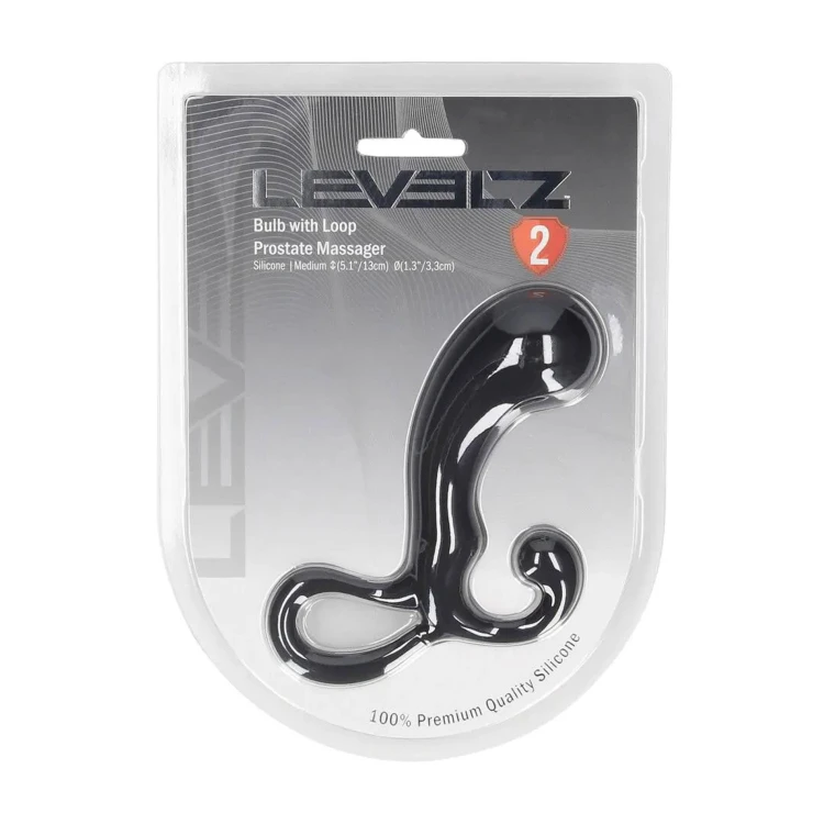 masażer Bulb with Loop Silicone Prostate Massager  Black M