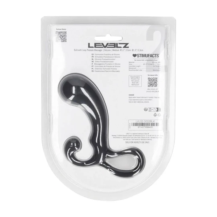 masażer Bulb with Loop Silicone Prostate Massager  Black M