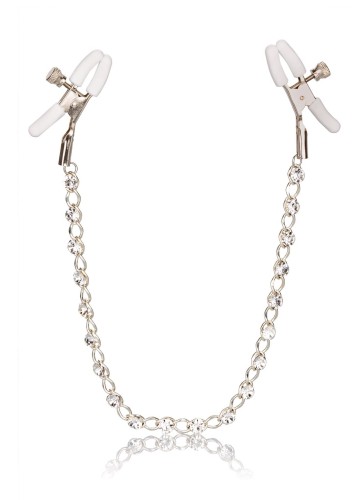 klamerki Crystal Chain Nipple Clamps Silver