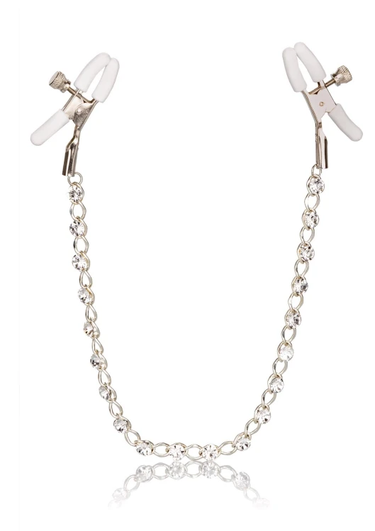 klamerki Crystal Chain Nipple Clamps Silver