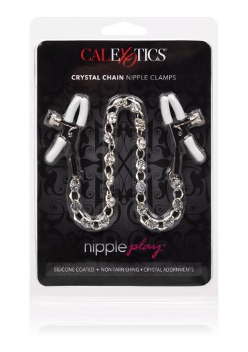 klamerki Crystal Chain Nipple Clamps Silver