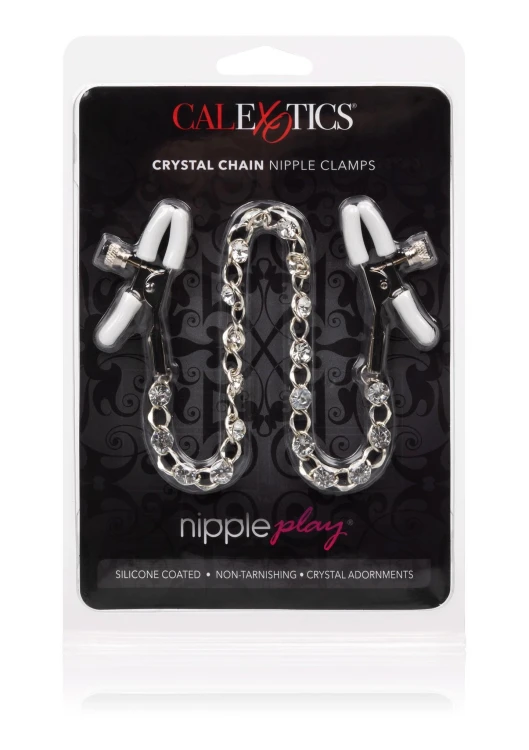 klamerki Crystal Chain Nipple Clamps Silver