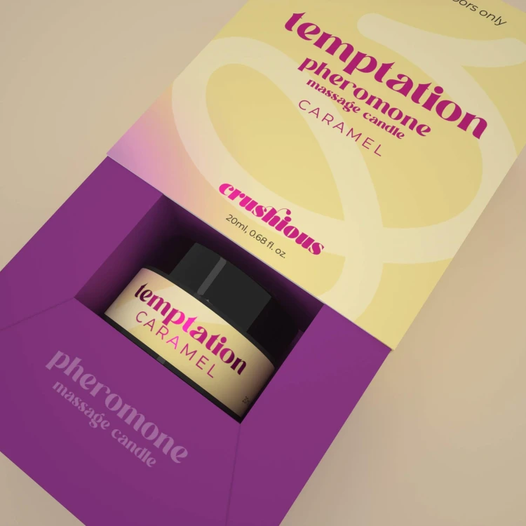 świeca do masażu CRUSHIOUS TEMPTATION MASSAGE CANDLE WITH PHEROMONES AND TOFFEE CARAMEL AROMA