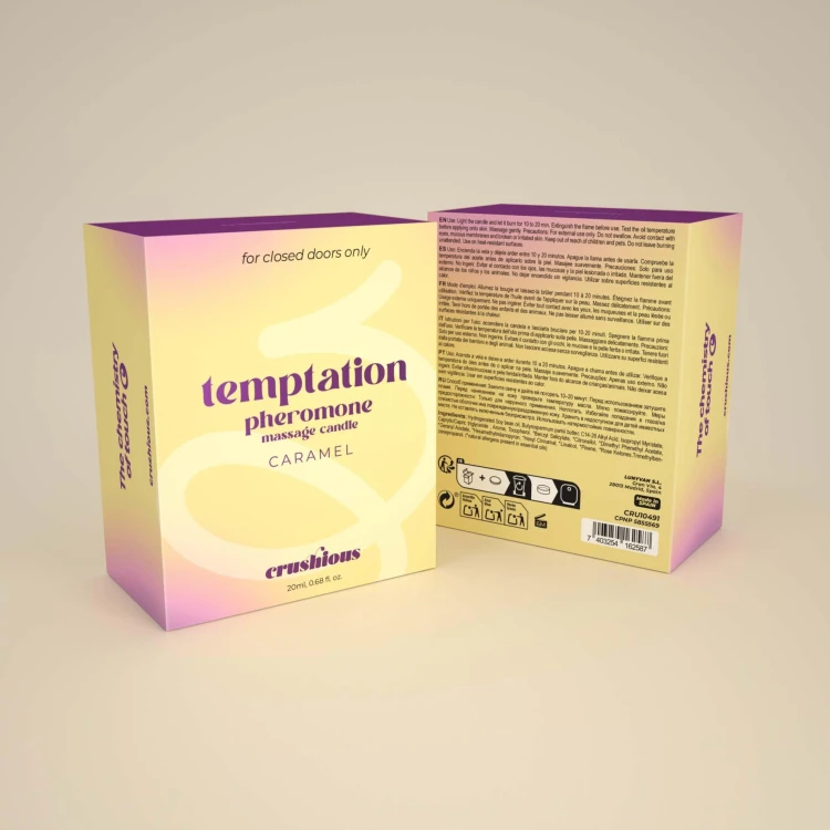 świeca do masażu CRUSHIOUS TEMPTATION MASSAGE CANDLE WITH PHEROMONES AND TOFFEE CARAMEL AROMA