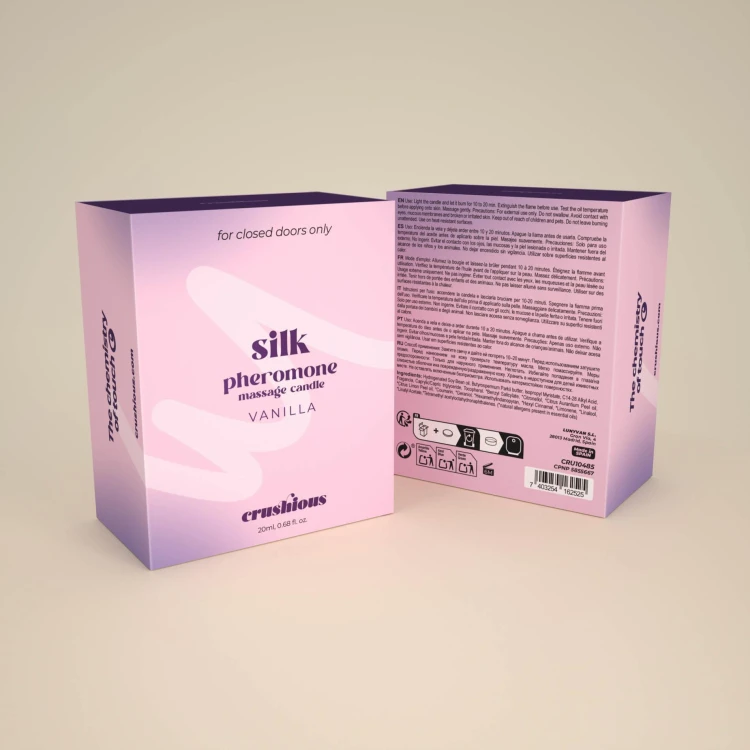 świeca do masażu CRUSHIOUS SILK MASSAGE CANDLE WITH PHEROMONES AND VANILLA SCENT