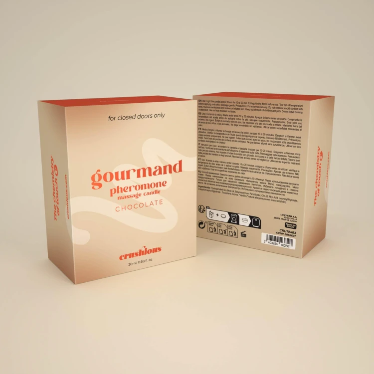 świeca do masażu CRUSHIOUS GOURMAND MASSAGE CANDLE WITH PHEROMONES AND CHOCOLATE SCENT