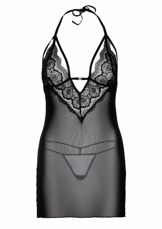 koszulka Strappy Lace Babydoll & String Black L/XL
