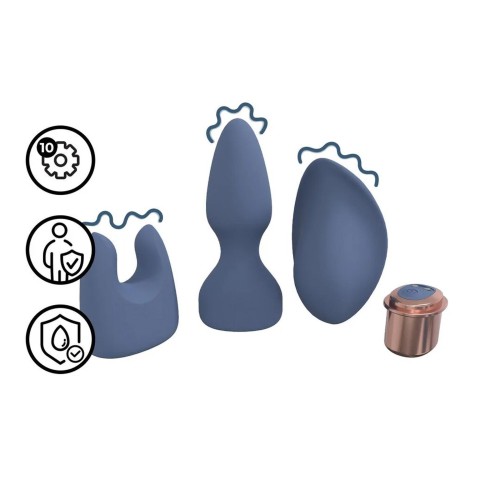 zestaw wibratorów  Interchangeable Vibrator Kit Blue